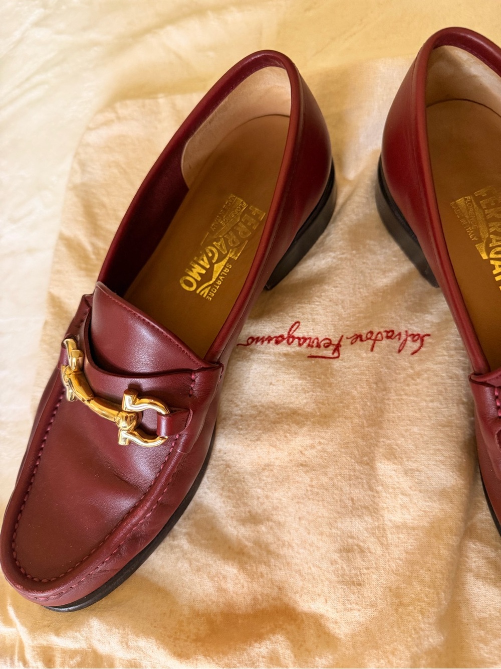 Salvatore Ferragamo Wine Leather Horsebit Loafers - Picture 3 of 16